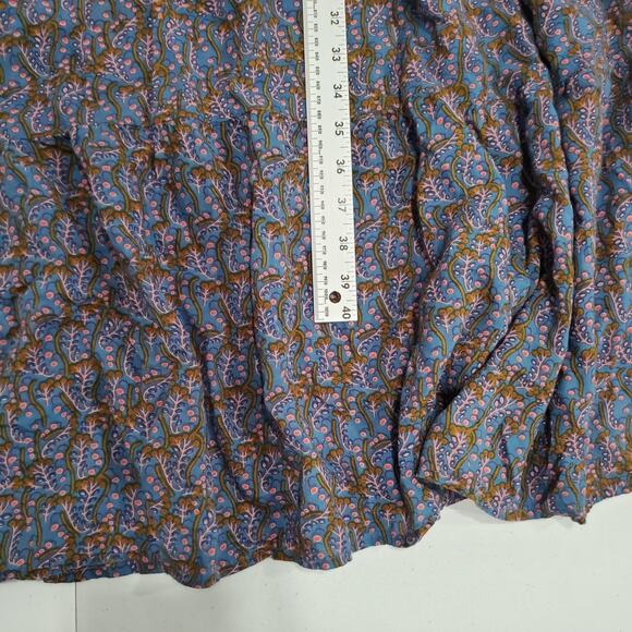 Natural Life Dress Womens Medium Blue Boho Floral Smocked Maxi Peasant Rayon - Picture 5 of 8